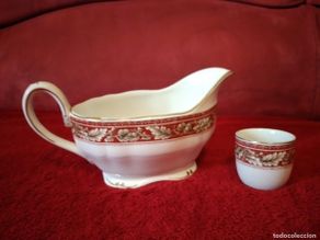 Antiques: Lote de salsera y huevera de porcelana marlborough royal petal grindley england